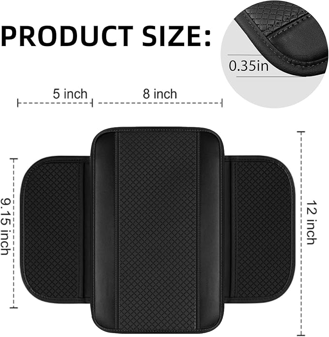 NBTEPEM 10 Pcs Car Floor Mats Full Set Car Accessories, Microfiber Leather Steering Wheel Covers 14.5-15 inch, Center Console Cover, Seat Belt Pads, Cup Coasters, Universal Interior Decor(Black)