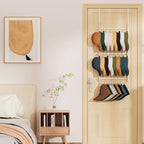 HapiRm Over Door Hat Rack - 3 Tier Wall Mounted Hat Organizer with 16 Hooks and 10 Movable Clips, Baseball Cap Organizer Stor