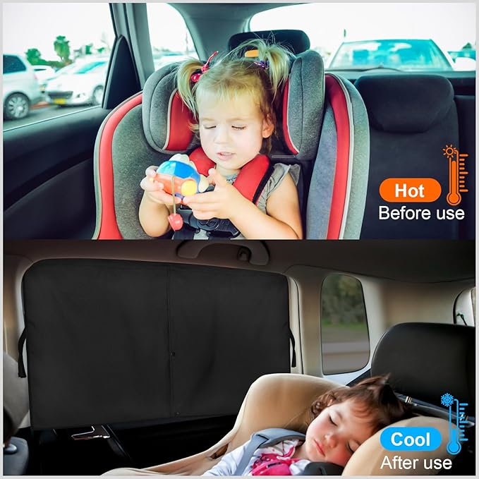 Car Window Shades for Large Windows, Magnetic Car Sun Shade for Baby, Blackout/See Through Option, Back Side Window Covers, Auto Window Curtains for SUV