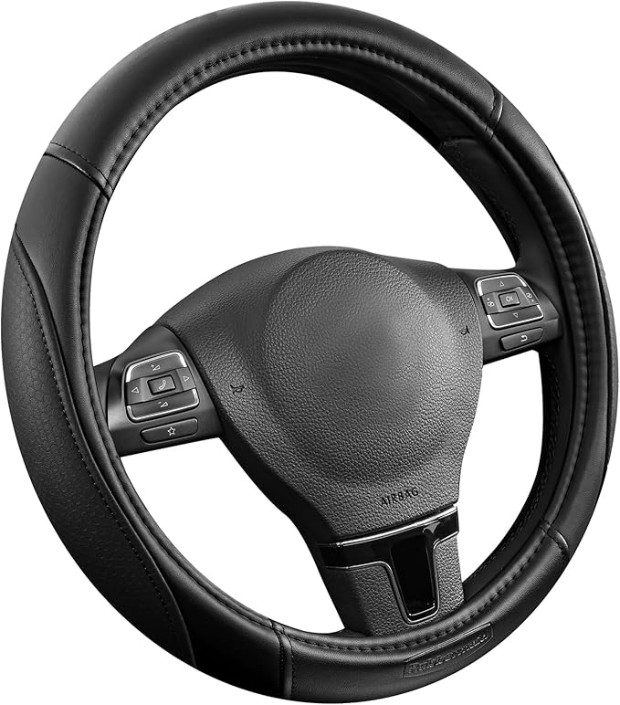Rubbermaid Steering Wheel Cover – Universal Fit 14.5"–15" Steering Wheel Cover, Anti-Slip Grip, Breathable Leather, All-Seaso
