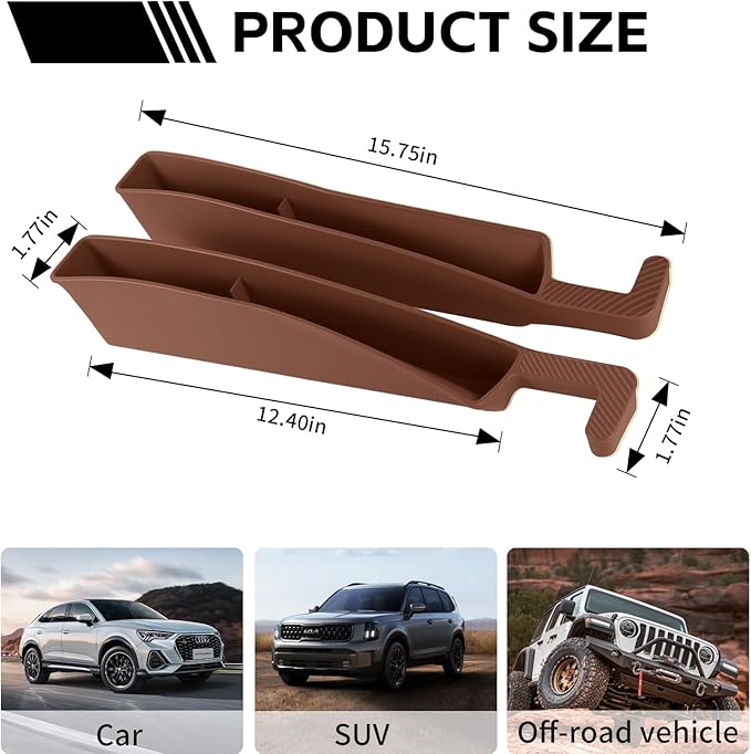 2PCS Car Seat Gap Filler Organizer, Multifunctional Seat Gap Storage Box for Phone Key, Stop Things from Dropping Between Seat and Console, Universal Interior Car Accessories (Dark Brown)