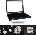 Wudygirl 32 Pairs Jewelry Organizer Velvet Jewelry Tray Clear Lid Earring HolderOrganizer Jewelry Box Earrings Holder Display