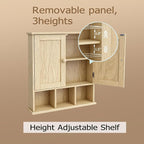 TaoHFE Natural Wooden Color Bathroom Wall Cabinet with 2 Door Adjustable Shelves,Over The Toilet Storage Wall Mounted Medicin