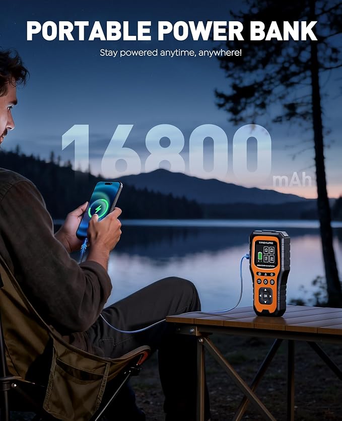 Car Battery Jump Starter with OBD2 Scanner 5000A, Car Battery Jumper Starter Portable (All Gas/10L Diesel), 12V Jump Box