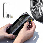 FLEXTAILGEAR Portable Tire Inflator, Rechargeable Electric Air Pump with Knob Pressure Control, Cordless Air Compressor for Car Tires, Bike, Balls, Digital Pressure Gauge, Auto Shut-Off.