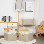 Bidtakay Large Storage Baskets for Organizing Fabric Closet Organizers Storage Bins with Handles 3-Pack 16x11.8x11.8 Inch Col