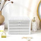 ProCase Earring Holder Organizer Jewelry Box with 5 Drawers, Acrylic Clear Earring Case with Adjustable Velvet Trays for Wome