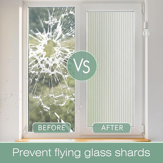 STATINT Reeded Glass Window Privacy Film 3D Decorative Frosted Non Adhesive UV Heat Blocking Day and Night Vinyl Privacy Clings for Bathroom Living Room，29.5 Inch X 13.1 Feet