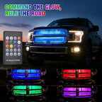 Nilight 4Pcs 24inch LED Grille Lights 144 LEDs RGB Multi Color Exterior Lighting Kit with Sound Active Function and Wireless Remote Control for Cars Van SUV Truck
