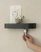 Kazai. Key Holder 'Toke' | Minimalist Key Hook Design from Berlin | Modern Key Holder Wall Mount with Wooden Shelf | Key Rack