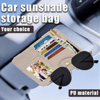 Visor Organizer, Apricot Sunglass Holder For Car, Sunvisor Organizers with Multiple Pockets and Picture Frame, Essential Car Interior Accessories for Women and Men
