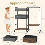 BBLIKE 3in1 Diaper Caddy Organizer - Diaper Caddy & Rolling Diaper Cart with Kids Clothing Rack for Nursery and Baby Essentia
