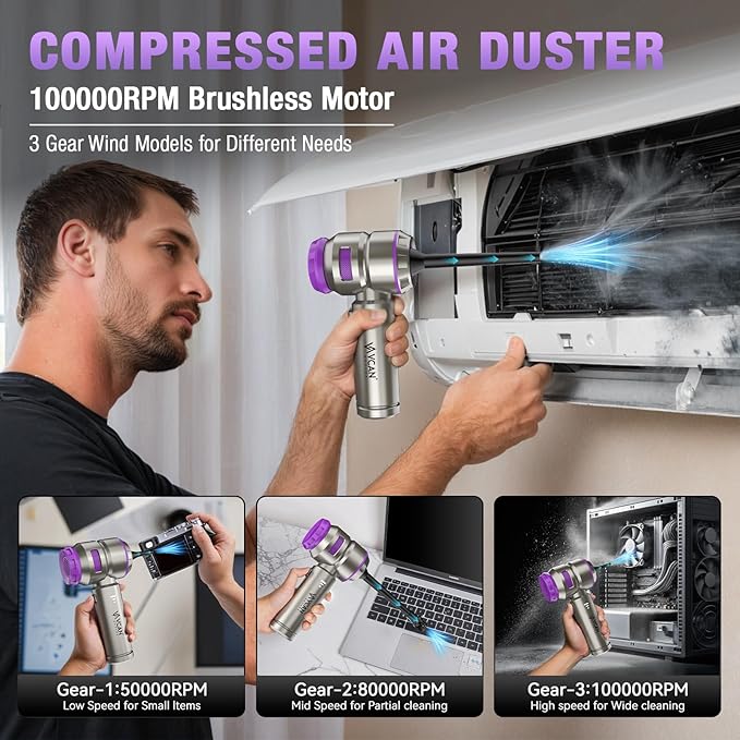 Car Vacuum Portable Cordless 18000PA High Power Mini Vacuum Cleaner Hand Vacuum Cordless Rechargeable, with with Brushless Mo