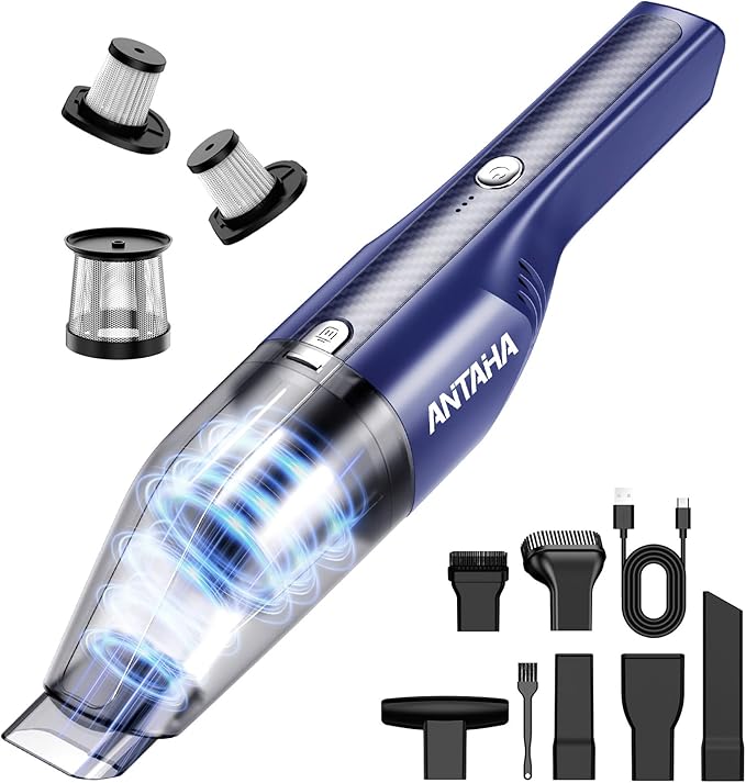 Handheld Vacuum Cordless -Car Vacuum Portable Cordless Cleaner Powerful Suction,1.2lbs Lightweight, Type-C Charge, Multiple A