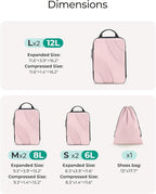 BAGSMART Compression Packing Cubes, 6 Set/4 Set/2 Set Travel Packing Cubes for Carry on Suitcases, Compression Suitcase Organ