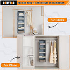 Hanging Closet Organizer 5-Shelf, Easy Mount Foldable Wardrobe Storage Shelves, Clothes Handbag Shoes Accessories, Washable O