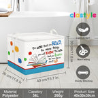 Clastyle Collapsible Back to School Reading Book Storage Basket Dr Quotes Book Organizer for Nursery Room Classroom Library R