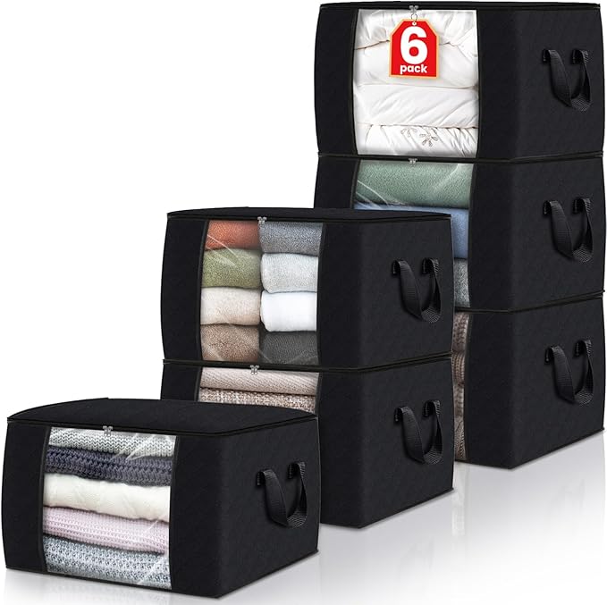 Fab totes Storage Bags,Clothes Blanket Storage Bins Foldable Closet Organizers with Reinforced Handle for Home Dorm Storage a