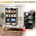 Ofiray-home 4 Tier Hanging Closet Organizer, 12 Compartments Sweater Organizer for Closet with 3 Sturdy Hooks, Closet Organiz