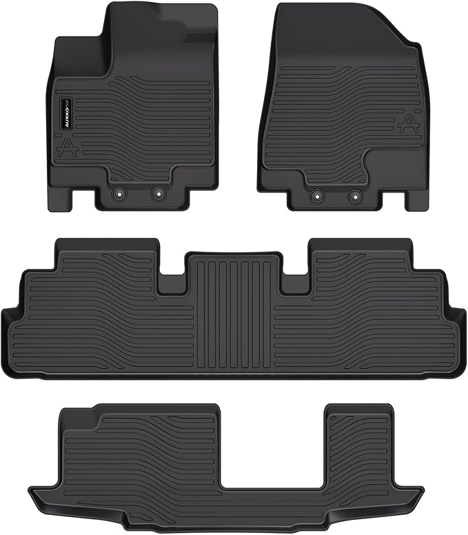Auxko All Weather Floor Mats Fit for Nissan Pathfinder 2022-2025 2026(8 Seat) / Infiniti QX60 (7 Seat) TPE Rubber Liners Set All Season Guard Odorless Anti-Slip Floor Mats