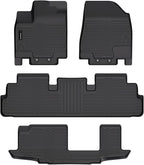 Auxko All Weather Floor Mats Fit for Nissan Pathfinder 2022-2025 2026(8 Seat) / Infiniti QX60 (7 Seat) TPE Rubber Liners Set All Season Guard Odorless Anti-Slip Floor Mats