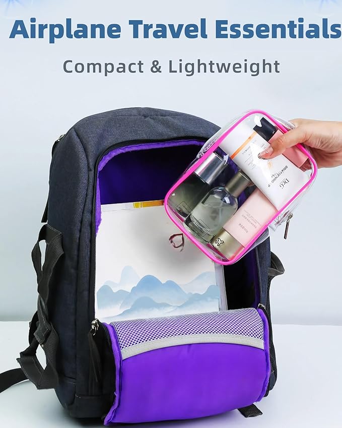2 Packing Cubes 1 Quart Size Travel Bag TSA Approved Toiletry Bag Clear Small Purse Pouch International Long Flight Must Have