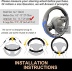 PINCTROT Large Size Comfy Grip Steering Wheel Cover, Anti-Slip Design, 15.5-15.75 Inch(Silicone Blue)