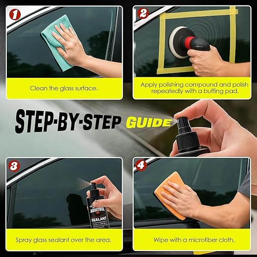 Cerium Oxide Glass Polishing Kit - Remove Scratches, Water Spots & Restore Clarity | Windshield Scratch Remover with Polish & Sealant | Complete DIY Kit