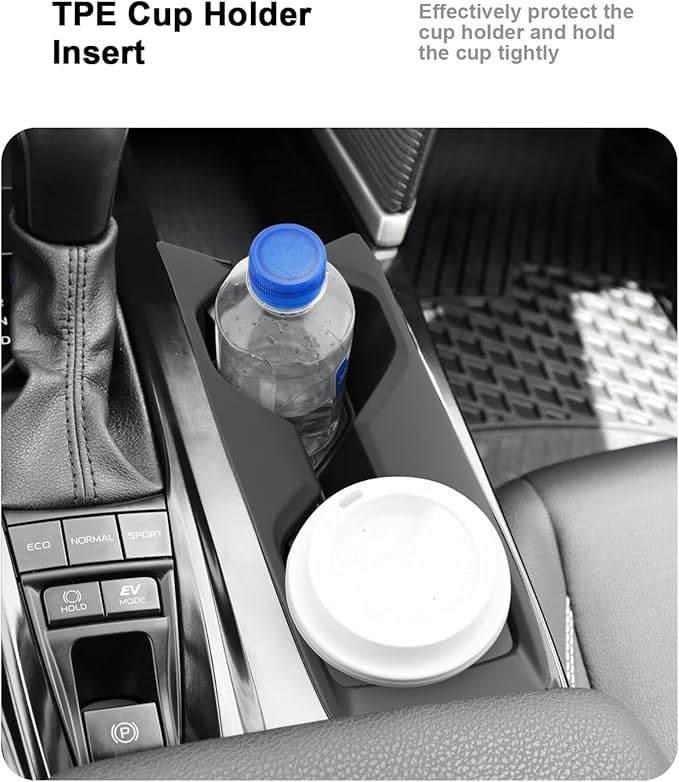 ECOZEN 2026 Camry Center Console Organizer - 2 Pcs Center Console Storage Tray & TPE Cup Holder Insert for 2025-2026 Toyota Camry(LE/SE/XLE/XSE) Accessories - ABS Armrest Box Organizer