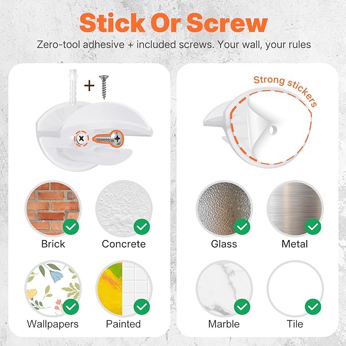 HOUSE DAY Adhesive Hat Hooks for Wall 16 Pack, Strong Hat Rack for Baseball Cap Display Organizer, Hats Hangers Holder for Wa