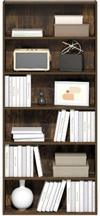 Furinno Basic Book Shelf, 6-Tier Bookcase with Open Shelf, Bookshelf, Cube Storage Organizer, 7 x 24 x 53, for Living Room, B