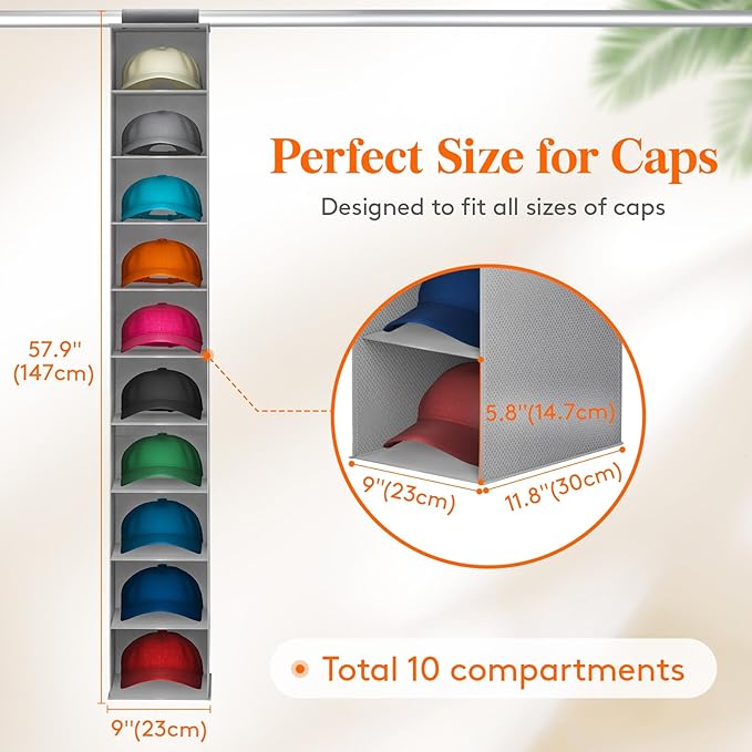 Lifewit Hat Organizer for Baseball Caps, Hat Rack Hanging Storage, Non-Woven Fabric Display Shelf Holds Up to 40 Hats, Cap Ho