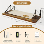 Deep Floating Shelves for Wall,30" Wx10 D Wood Floating Shelf Set of 2,Sturdy Metal Bracket Wide Display & Storage,Wall Mount