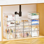 4.4" Tall Small Clear Acrylic Stackable Storage Drawers for Vanity,Under Sink,Bathroom Closet,Medicine Cabinet Organization a