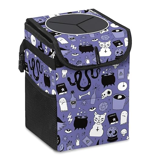 Gothic Car Trash Can with Lid Collapsible Reusable Waterproof Car Garage Bag,Automotive Garbage Can,Car Accessories Interior Car Organizer
