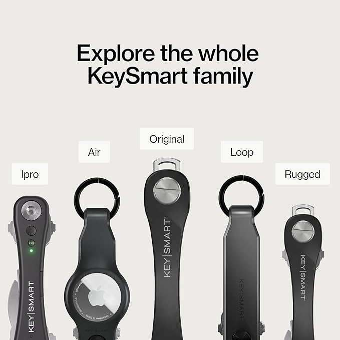 KeySmart Original Key Holder - Compact Key Organizer for Key Chain, Minimalist Clutter-Free EDC Keychains Key Ring, Carbon Fi