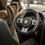 Car Steering Wheel Cover, Leather Steering Wheel Cover Pink Universal 14.5-15 Inch Microfiber Leather Anti-Slip Breathable Au