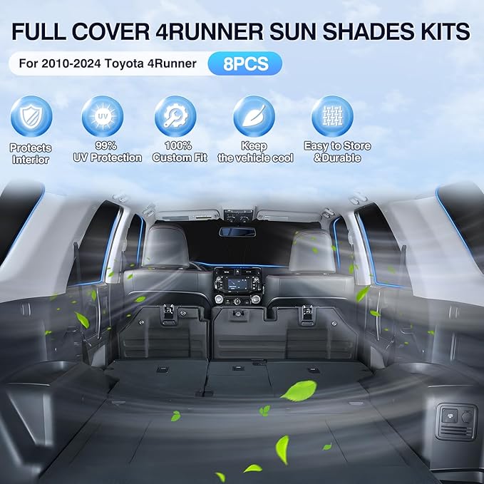 Sunsdrew 8PCS Window Shades for 2010-2024 Toyota 4Runner 5th Gen.Accessories Full Privacy Side Rear Windshield Window Shade Cover for Blocks UV&Heat Keep Vehicle Cool