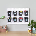 Namalu 12 Pack Peg Board Storage Bins with Labels and Hooks Square Box Shape Pegboard Cup Holder Accessories Pegboard Organiz