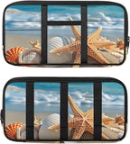 Beach Starfish Shell Car Visor Organizer Scratch-Resistant Sunvisor Organizers Auto Interior Car Accessories with Zipper Visor Storage Pouch Fits Most Vehicles, SUVs, Trucks Keep Tidy