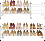 Tajsoon Expandable Shoe Rack for Closet 2 Tier, 28“-41“ Adjustable & Stackable Shoe Shelf Storage, Metal Shoe Rack Organizer 