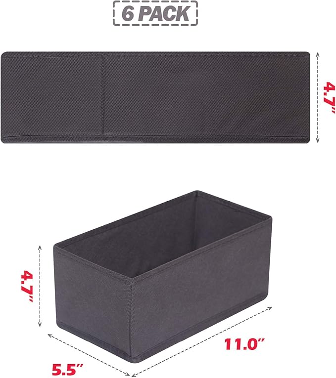DIOMMELL 6 Pack Foldable Cloth Storage Box Closet Dresser Drawer Organizer Divider Fabric Baskets Bins Containers for Clothes