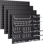 INCLY 70PCS Pegboard Wall Organizer, 4PCS Metal Peg Board Panels with 66PCS 1/4" Pegboard Hooks Accessories Kit, Black Peg Bo