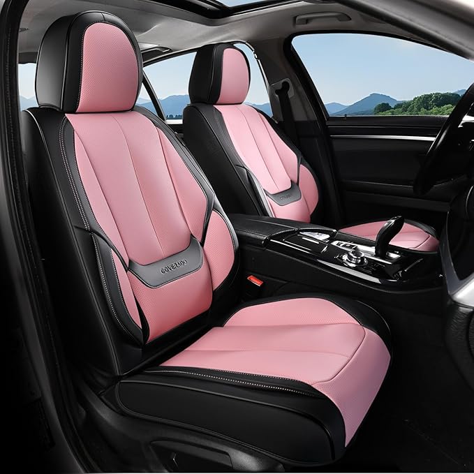 Coverado Car Seat Covers Full Set, Seat Covers for Cars, Black Car Seat Covers Front Seats and Back Car Seat Protector Waterp