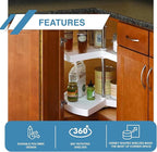 KV Lazy Susan Kidney Shaped 2 Polymer Shelves 24" (Set) White