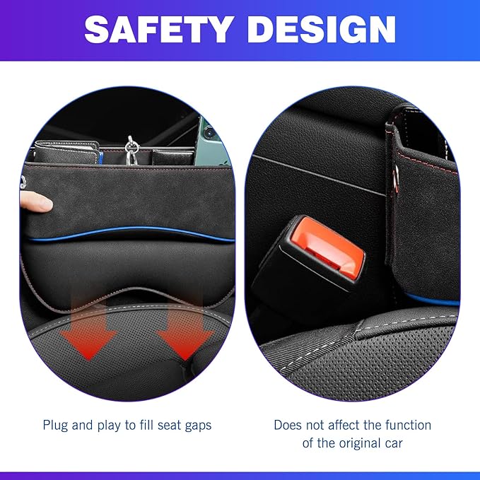 Seat Gap Filler, Multifunctional Storage Bag for Mobile Phone Sunglasses Documents Wallet, Soft Padded Leather Anti-scratch Organizer, for Cars Trucks Portable Indoor Accessories (Black)