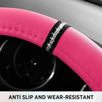 Road Comforts Leopard Steering Wheel Cover for Women, Cute Anti-Slip Microfiber Leather, Fits D Shape Flat Bottom Steering Wh