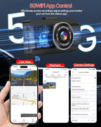 Dash Cam Front and Rear, 4K Full HD Dual Dash Camera for Cars W/ 64GB Card Included, Built-in 5G WiFi & GPS, Car Camera Dashc