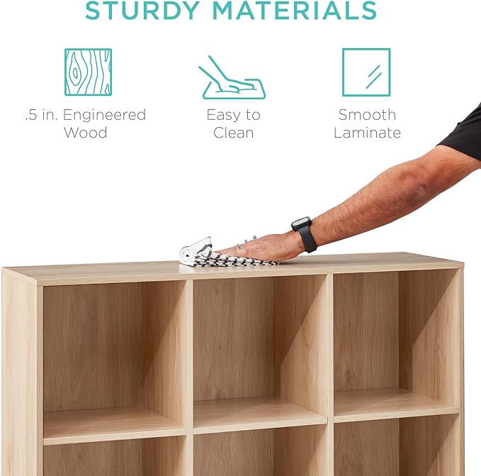 Best Choice Products 9-Cube Storage Organizer, 11in Shelf Opening, Bookcase, Display Shelf, Customizable w/ 3 Removable Back 