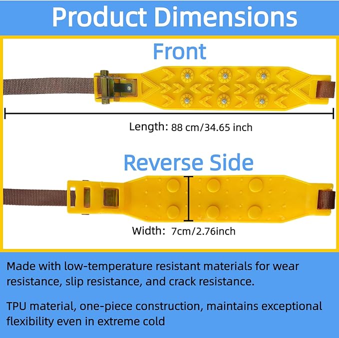 6 Pack Universal Tire Chains,Emergency Portable Snow Chains Suitable for Car, Truck, and SUV, Zip Tie Tire Chains, Adjustable